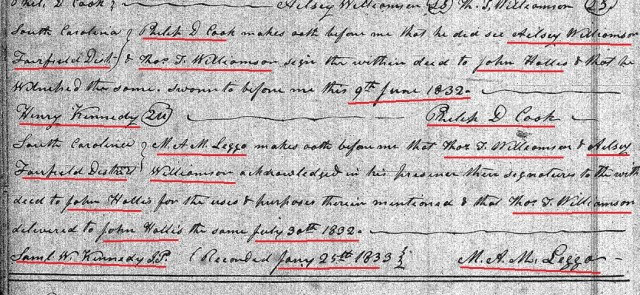 1832 Deed_LL_0126a Ailsey Williamson to John Hollis marked snip 2