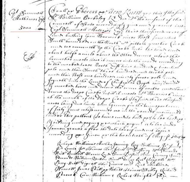 1642-aug-20-samuel-mathewes-granted-3000-acres-for-transporting-pass-1 including John Hollis