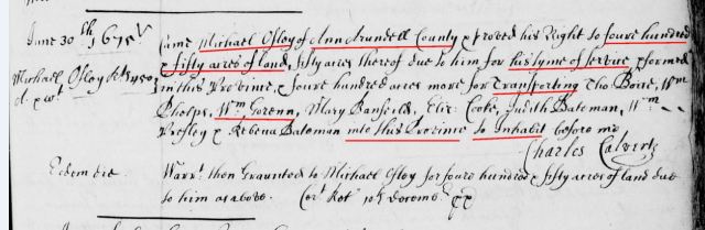 1675 June 30 William Gorenn in Maryland marked snip