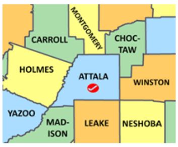 Attala Co MS map