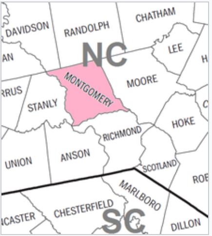 Montgomery Co NC map