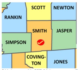 Smith Co MS map