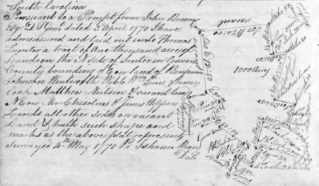 1770 May 4 Chisolm adj to Thomas Sumter in Craven Co on Santee Riv