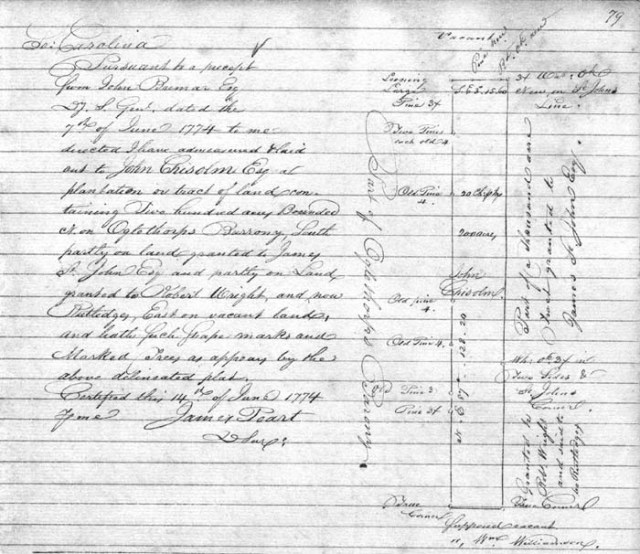 1774 June 14 John Chisholm plat for 200 acres in SC