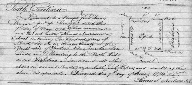 1774 June 7 Chisholm adj to Thomas Anderson in Craven Co SC