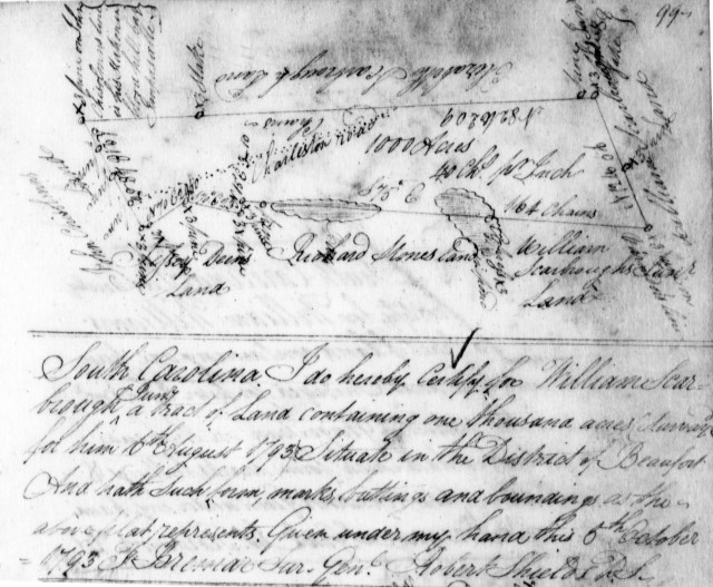 1793 Oct 5 John Chisolm adj to William Scarbrough Jr in Beaufort Dist SC