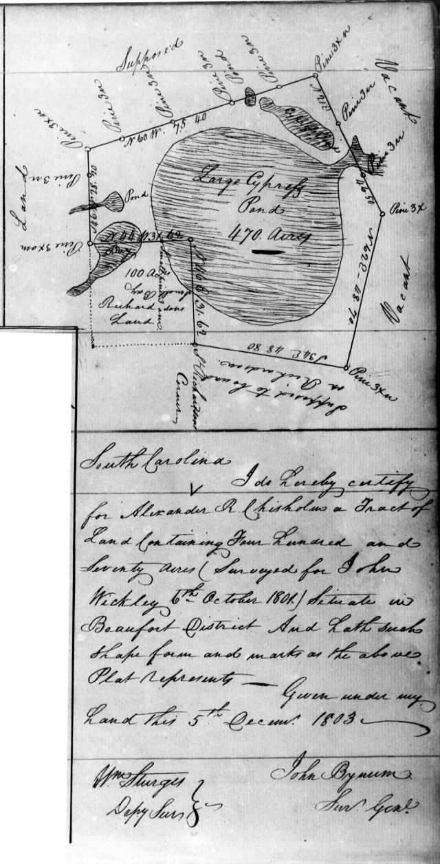 1803 Dec 5 Alexander R Chisholm 470 acres in Beaufort Dist SC