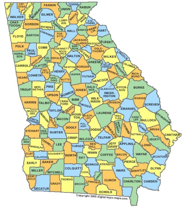 Georgia county map