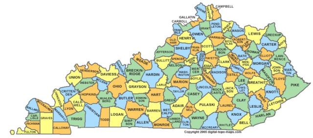 Kentucky county map