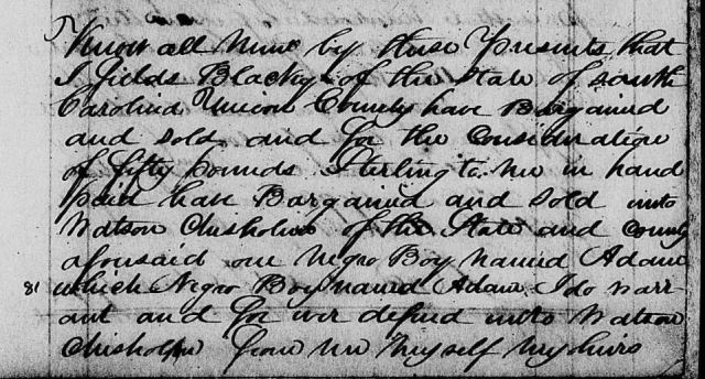 1794 Jan 31 – Fields Blacky to Watson Chisholm 1