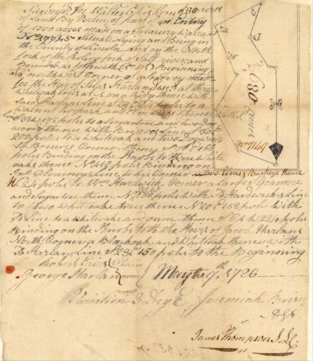 Walter Chisholm survey on Lincoln Co Va land grant