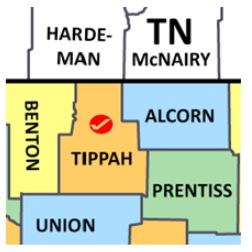 Tippah Co MS county map