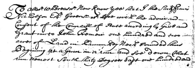 1701 Oct 24 - Land grant John Tremeir, grantee. King and Queen County, Virginia 01