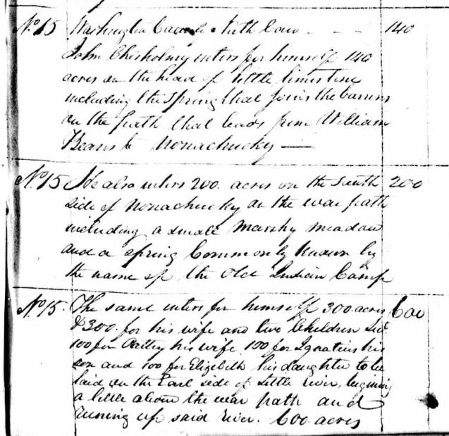 1778 Feb 25 Chisholm related grants registered in TN 01a