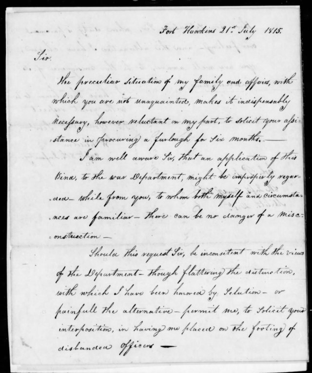 1815 July 21 William Chisolm military corresp in Georgia 01