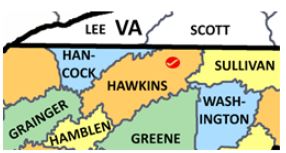 Hawkins Co TN county map