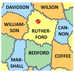 Rutherford Co TN county map