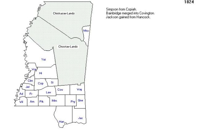 1824 Simpson Co MS created from Copiah Co MS