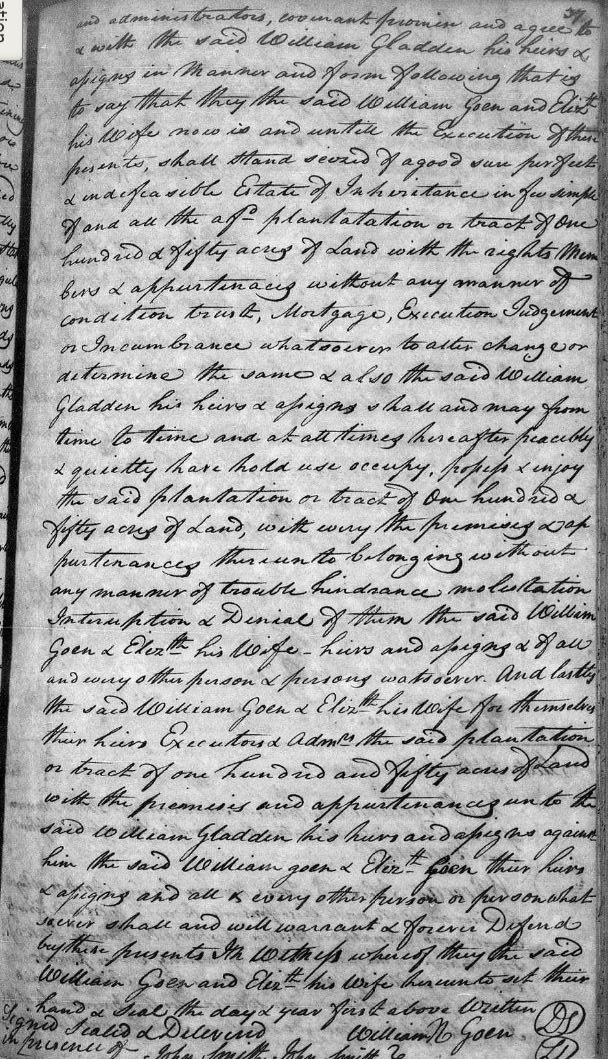 1770 Fairfield Co SC William Going and wife to William Gladden 03