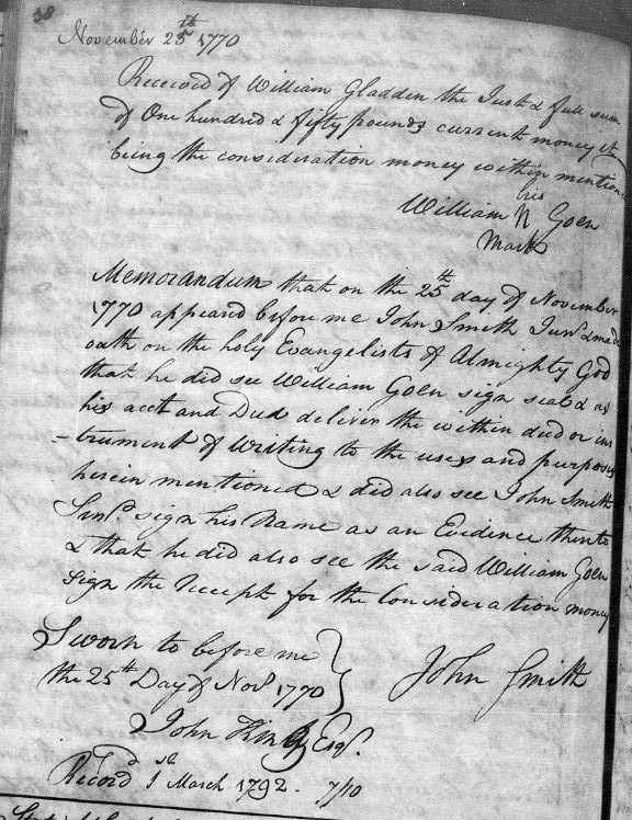 1770 Fairfield Co SC William Going and wife to William Gladden 04