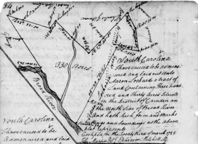 1785 Aaron Lockhart survey 330 acres adj Gowing