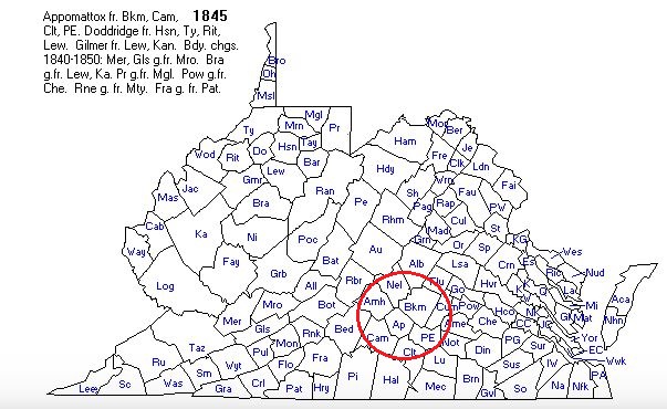 Buckingham Co Va in 1845 marked