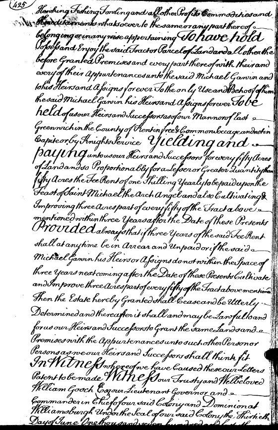 1743 Michael Gawin 400 acres in Henrico Co Va p 2 snip