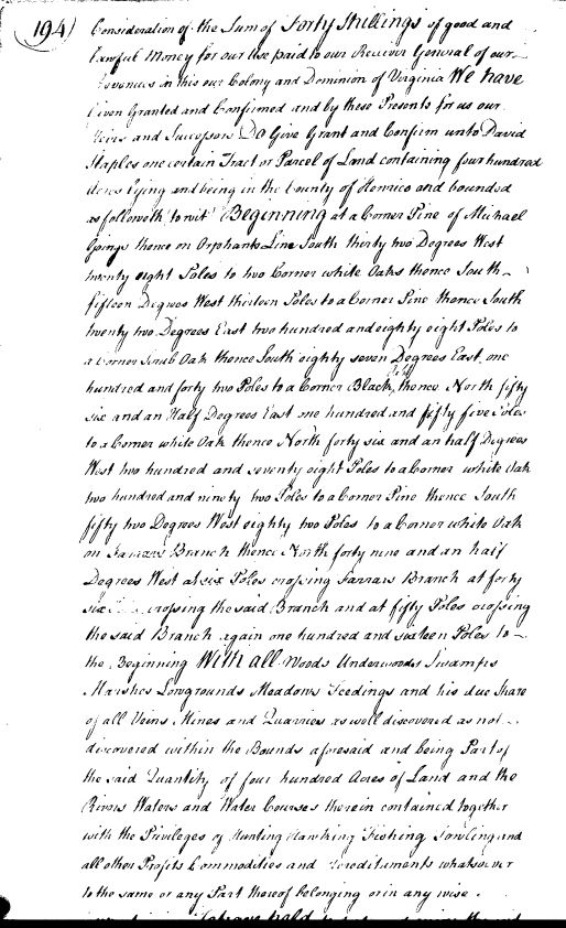 1752 Va Henrico Co Michael Going living adj to Staples and Orphant 2