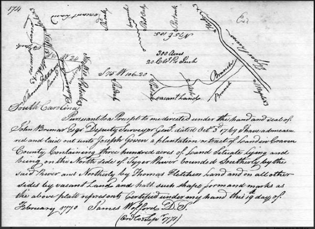 1770 Feb 19 Joseph GOWEN, PLAT FOR 300 ACRES IN CRAVEN COUNTY