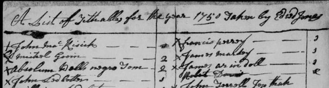 1750 Granville Co NC tax list with Michel Goein and John MacKisick