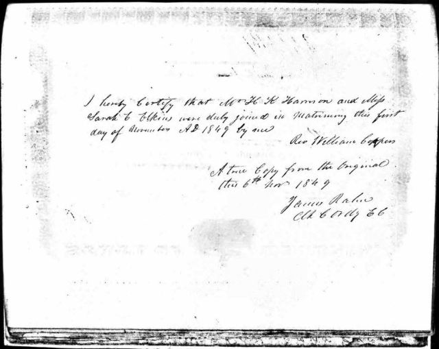 1849 marriage records Harris K Harrison to Sarah Elkins in Ga 01